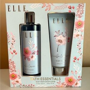 Elle Vanilla Lavender Bath Essentials Body Wash & Body Scrub NEW SET